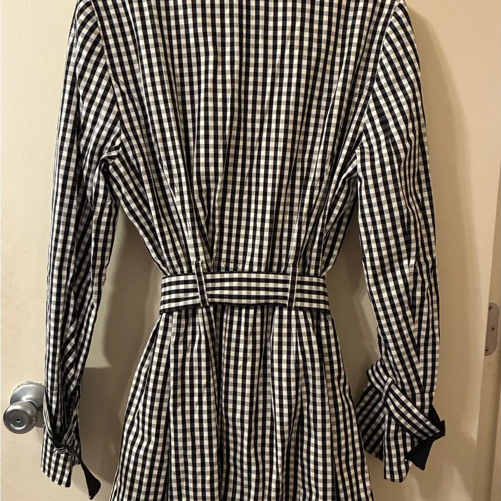 White House Black Market Black and White Gingham Trench Coat- like new . - Picture 6 of 10
